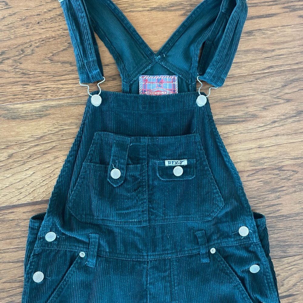 Revolt Vintage Emerald Corduroy Overalls - Picture 4 of 6